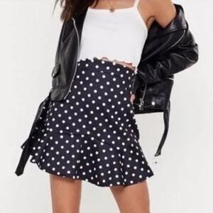 Nasty Gal Navy Polka Dot Mini Skirt